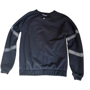 Lululemon Womens Black Gray Striped Sleeve Crewneck Sweatshirt Sweater Size 4